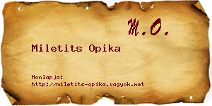 Miletits Opika névjegykártya